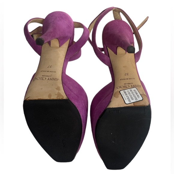 ❗️SOLD❗️JIMMY CHOO Preowned Suede Purple Pumps Heels Size 37 Shoes Sandals - Picture 4 of 5